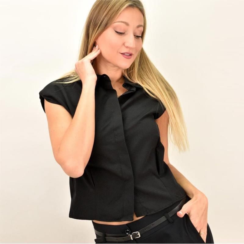 Γυναικείο πουκάμισο με βάτες Μαύρο 10012