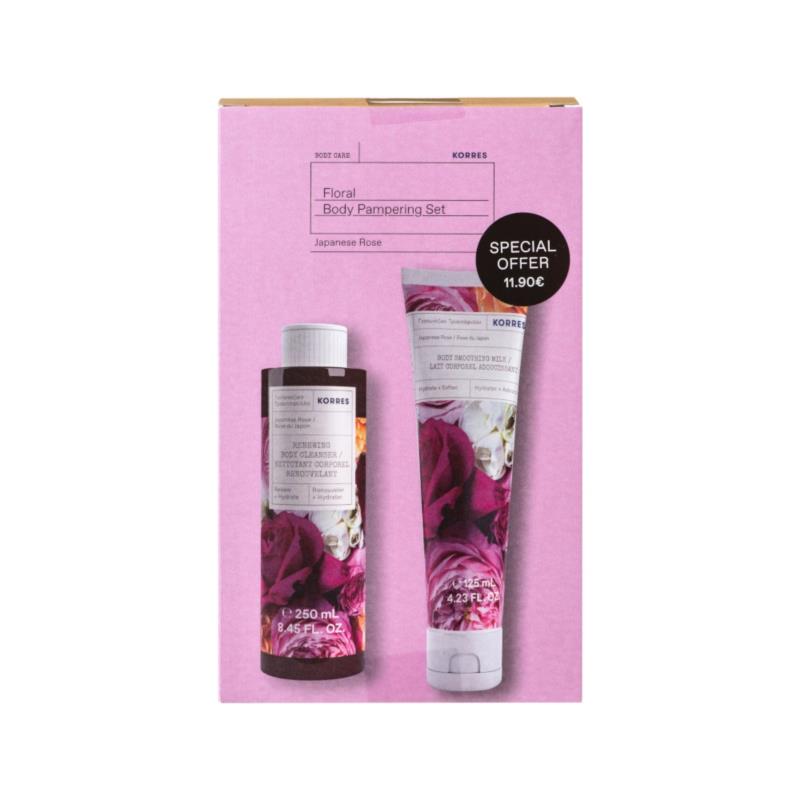 Korres Promo Pack Body Pampering Set Japanese Rose Shower Gel 250ml + Body Milk 125ml