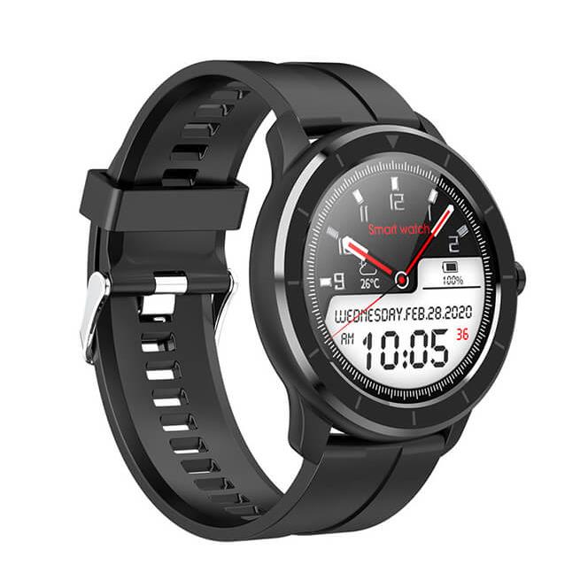 Smartwatch Bakeey T6 Blood Pressure Heart Rate Monitor - Black Silicone