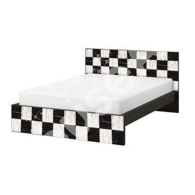 Καρό πλακάκια Κρεβάτι Malm Ikea Αυτοκόλλητα έπιπλων 1 ΤΜΧ 156x78 & 1 ΤΜΧ 156x38 cm