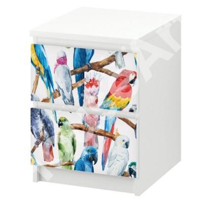 Μοτίβο με παπαγάλους Συρταριέρες Malm Ikea Αυτοκόλλητα έπιπλων 40 x 20 cm