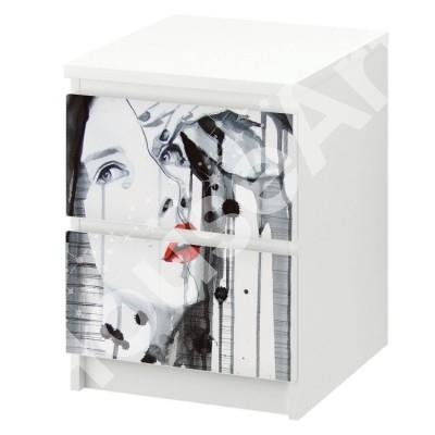 Ζωγραφική πρόσωπο γυναίκας Συρταριέρες Malm Ikea Αυτοκόλλητα έπιπλων 40 x 20 cm