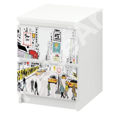 Πόλη, κόμικς Συρταριέρες Malm Ikea Αυτοκόλλητα έπιπλων 40 x 20 cm