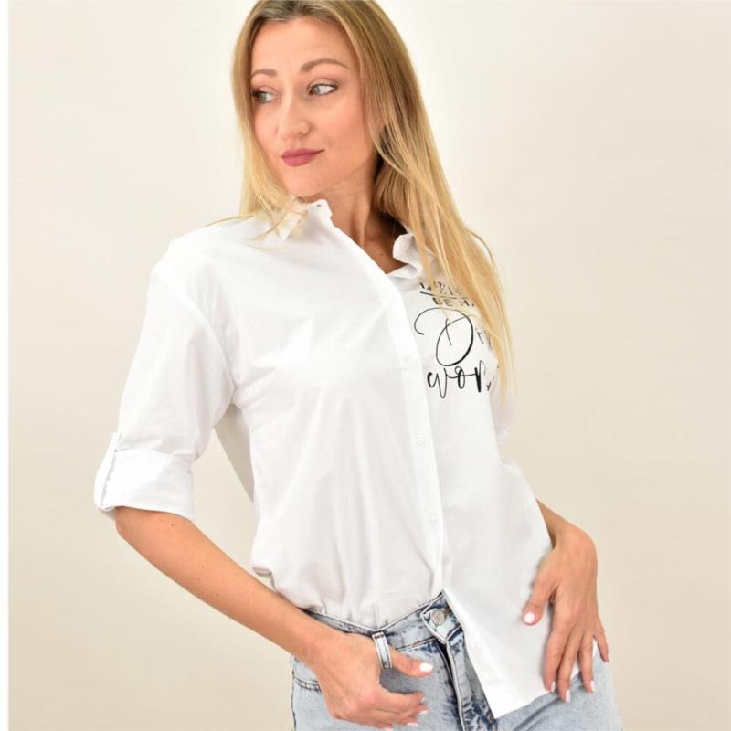 Γυναικείο πουκάμισο με στάμπα "New Day"