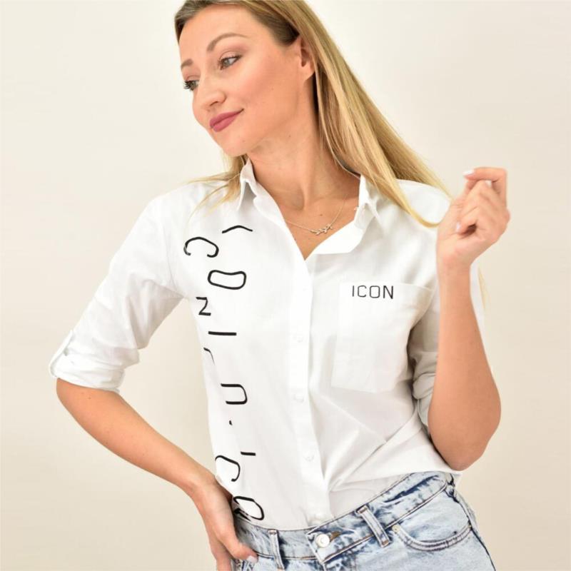 Γυναικείο πουκάμισο με στάμπα "Icon"