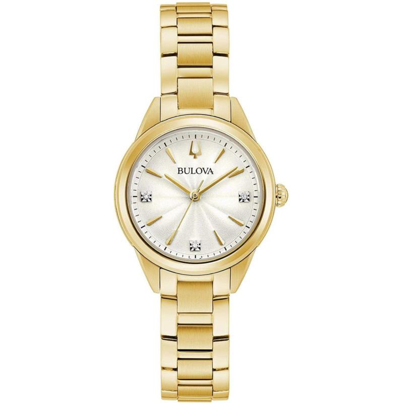 BULOVA Sutton Dial with 3 Diamonds - 97P150 Gold case with Stainless Steel Bracelet