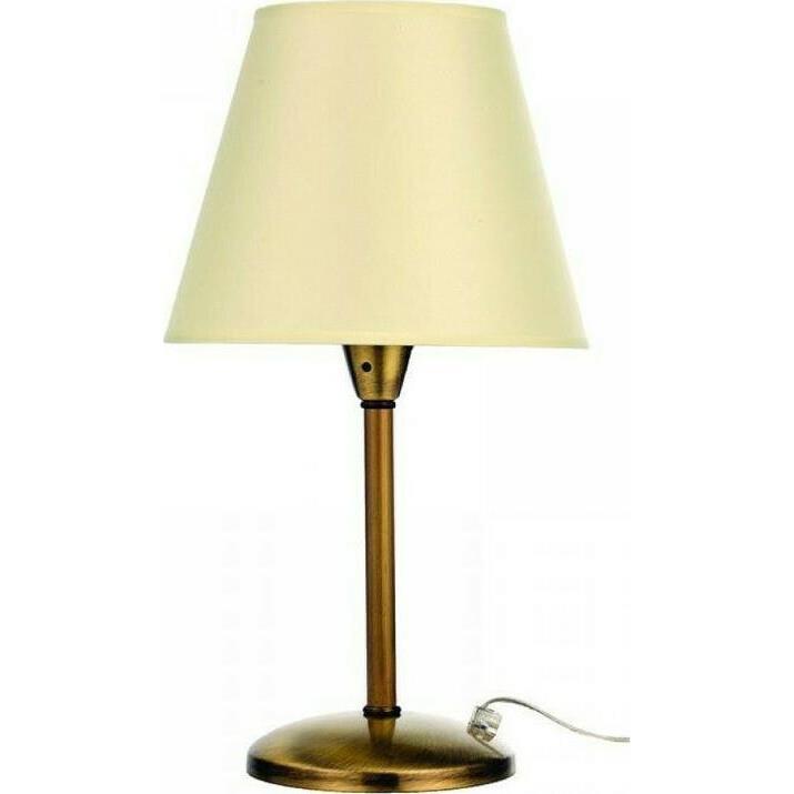Φωτιστικό επιτραπέζιο μεταλλικό με υφασμάτινο καπέλο χρυσό Υ40cm InLight 3524-GL