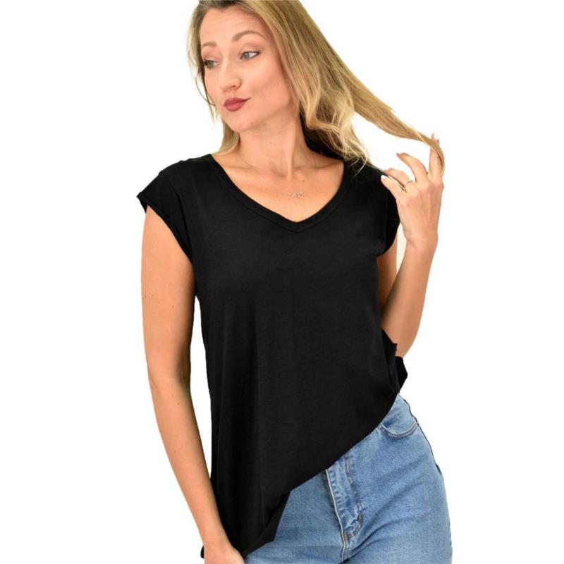 Γυναικεία μπλούζα με V λαιμόκοψη Μαύρο 9896