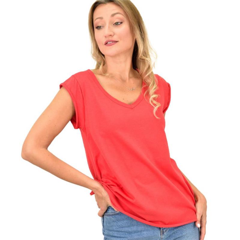 Γυναικεία μπλούζα με V λαιμόκοψη Κόκκινο 9792