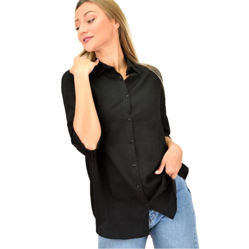 Γυναικείο πουκάμισο oversized Μαύρο 9948