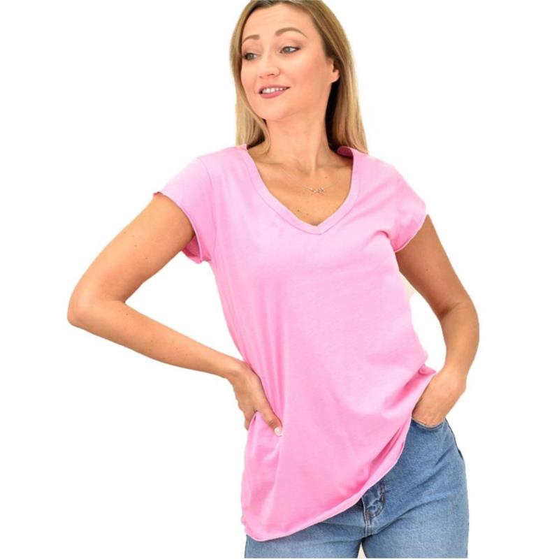 Γυναικεία μπλούζα με V λαιμόκοψη Ροζ 9906