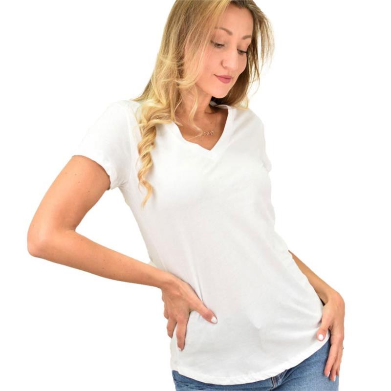 Γυναικεία μπλούζα με V ανοιχτή λαιμόκομψη Λευκό 9938