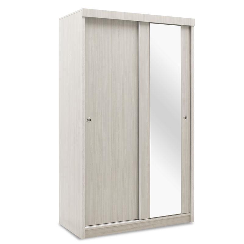 Ντουλάπα ρούχων "COSMO" δίφυλλη με συρόμενες πόρτες σε λευκό-γκρι χρώμα 120x62x200