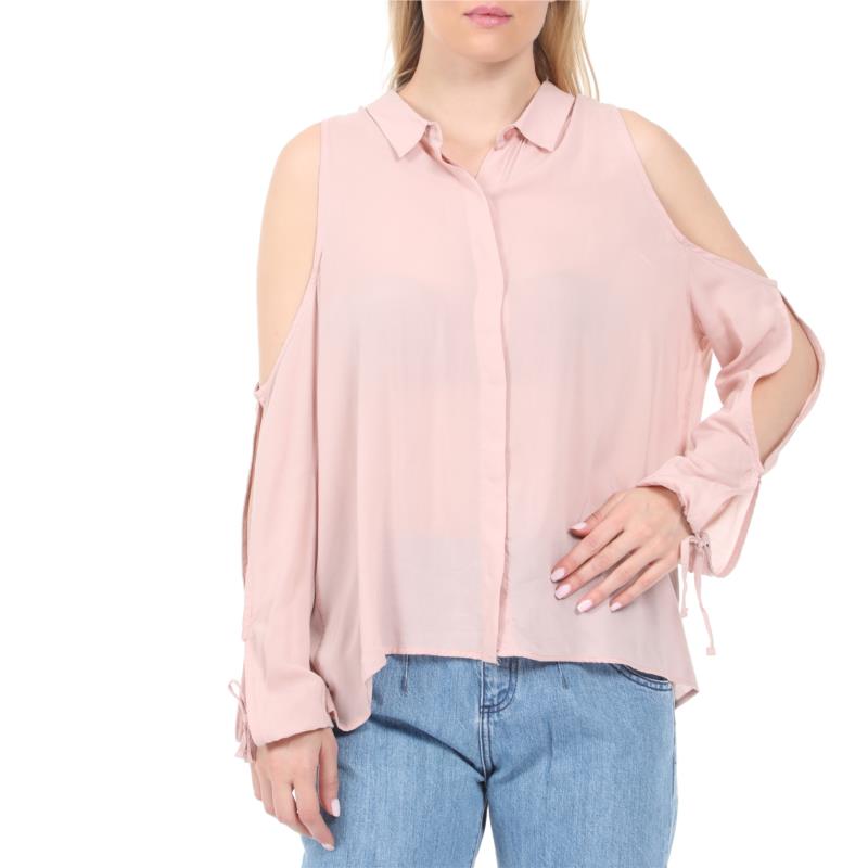 EDWARD JEANS - Γυναικείο πουκάμισο EDWARD JEANS DAPHNE εκρού ροζ