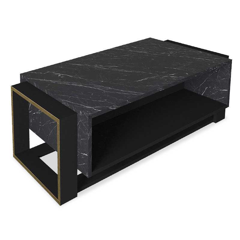 Τραπέζι σαλονιού PWF-0316 pakoworld χρώμα μαύρο μαρμάρου-χρυσό 106.5x60x40.5εκ