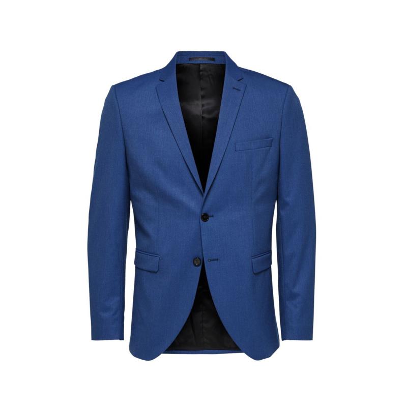 Selected ανδρικό σακάκι μονόχρωμο με flap τσέπες Slim Fit - 16066789 - Μπλε Ηλεκτρίκ