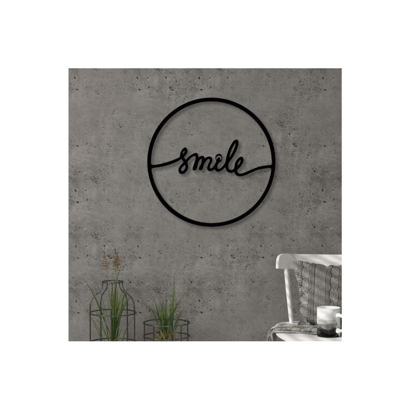 Διακοσμητικό Τοίχου "Smile" από μέταλλο σε μαύρο χρώμα 45x0,3x45