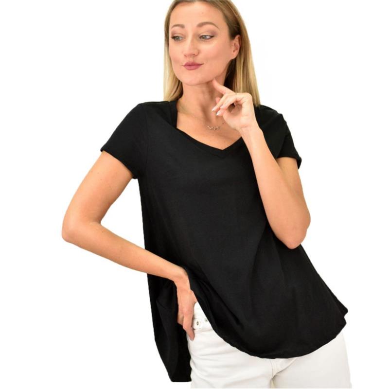 Γυναικεία μονόχρωμη μπλούζα Μαύρο 7793