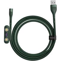 BASEUS ZINC MAGNETIC SAFE FAST CHARGING DATA CABLE USB TO MICRO + LIGHTNING +TYPE-C 5A 1M GREEN