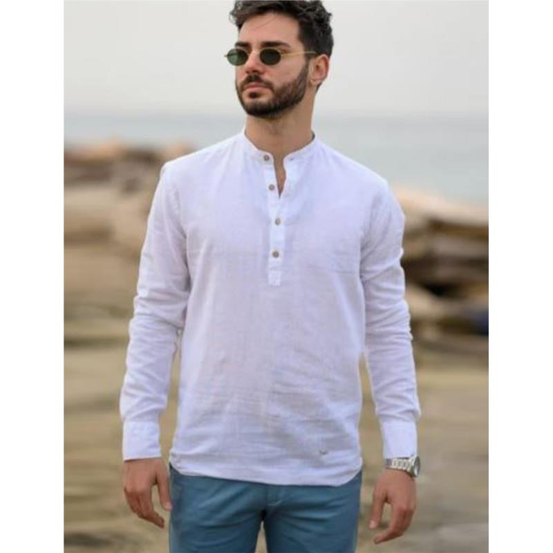 Ανδρική λευκή λινό πουκαμίσα Komo Ben Tailor 1197