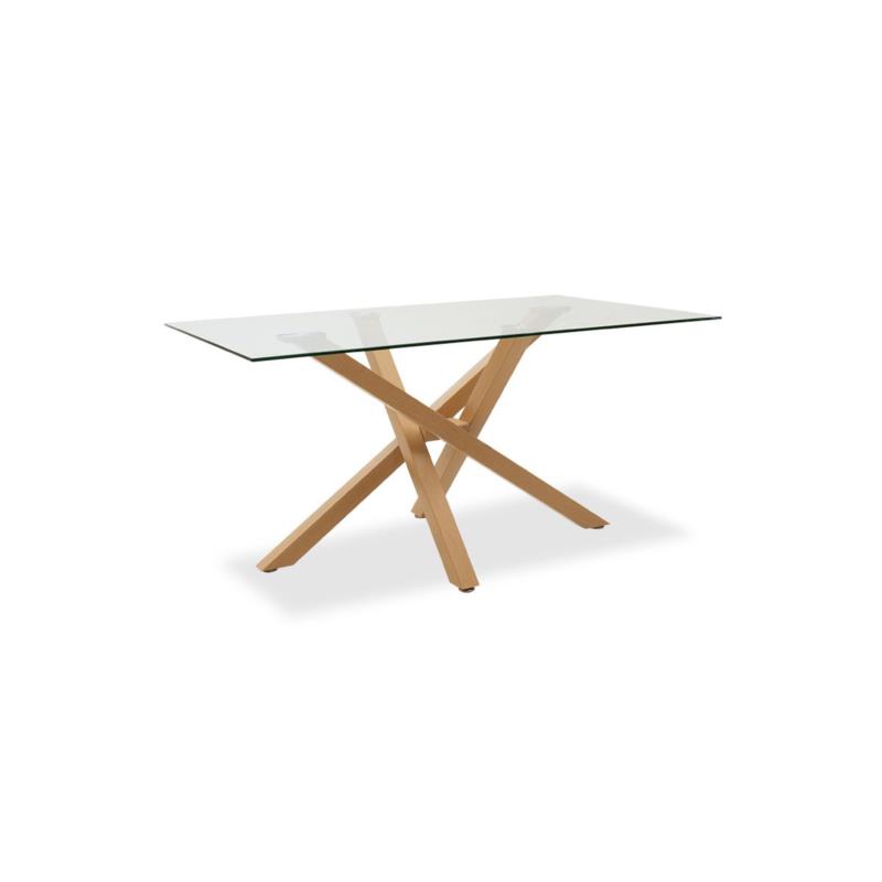 Τραπέζι "NASH" από γυαλί-μέταλλο σε διάφανο-χρυσό χρώμα 150x90x73