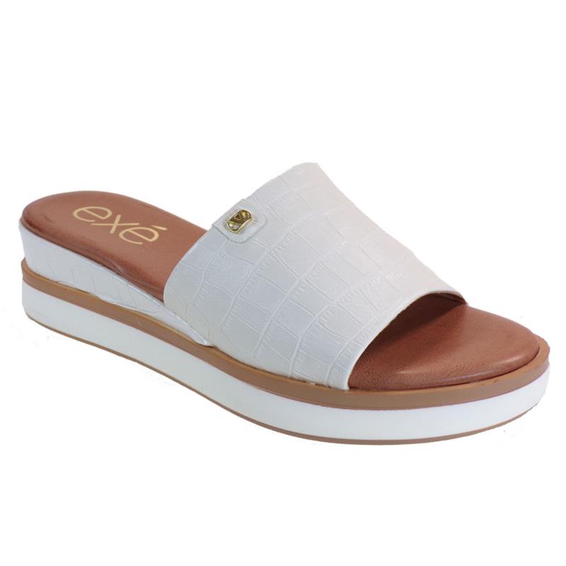 EXE Shoes Γυναικεία Παντόφλας Πλατφόρμες AMANDA-380 Λευκό Κροκό M47003802208