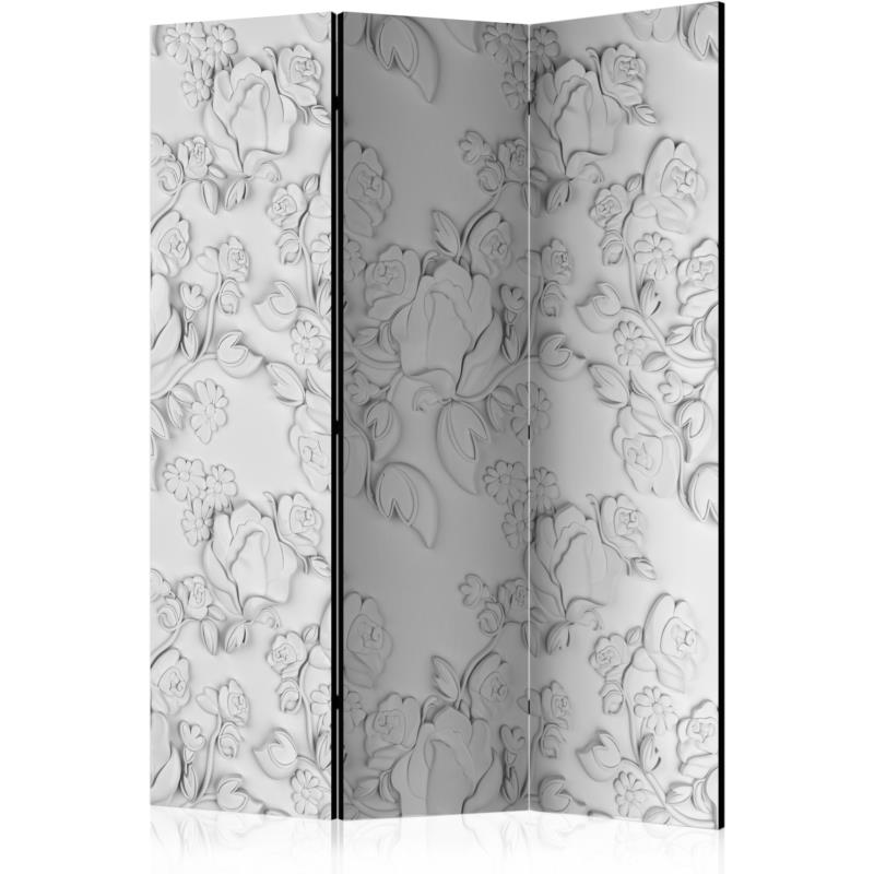 Διαχωριστικό με 3 τμήματα - White ornament: roses [Room Dividers]