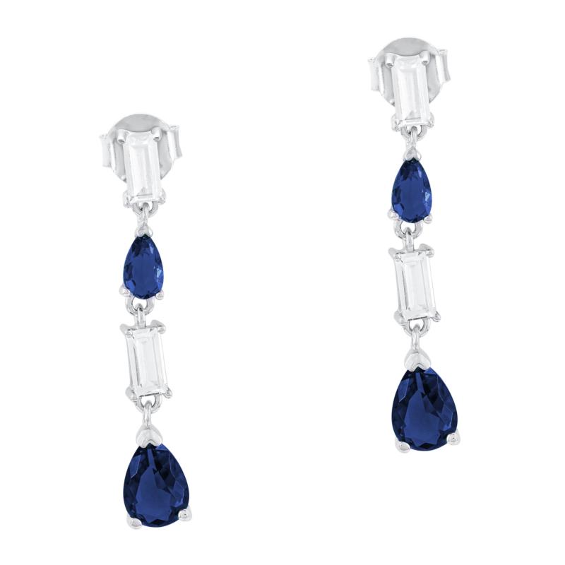 Σκουλαρίκια Κρεμαστά με Μπλε Πέτρες από Ασήμι SK1485