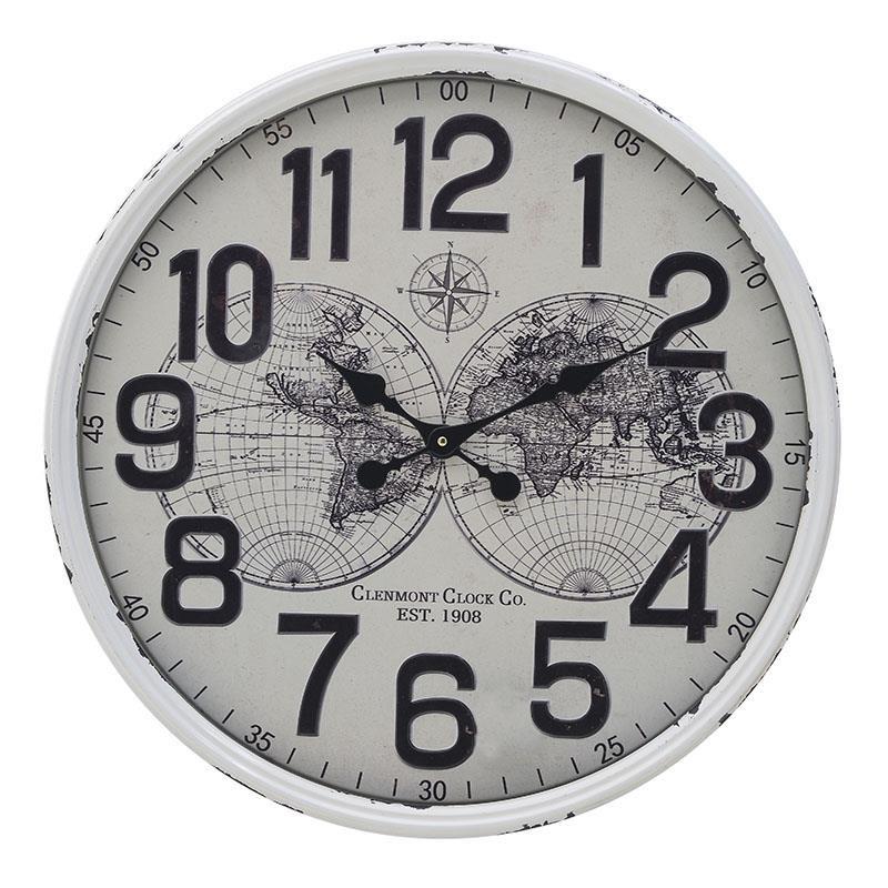 Ρολόι Τοίχου Μεταλλικό inart 60x6x60εκ. 3-20-773-0331 (Υλικό: Μεταλλικό, Χρώμα: Λευκό) - inart - 3-20-773-0331