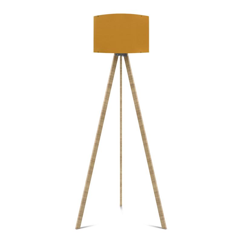 Φωτιστικό δαπέδου "CAPRICCIO" από ξύλο/ύφασμα σε χρώμα σονόμα/κίτρινο Φ38x140