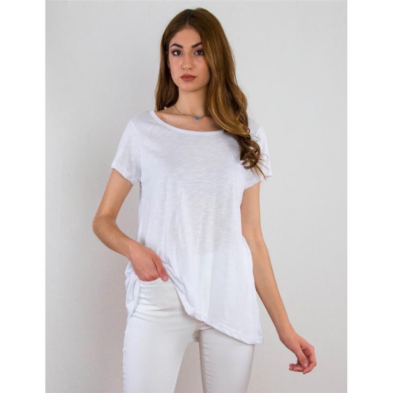 Lipsy γυναικείο λευκό ασύμμετρο Oversized Tshirt 1210018