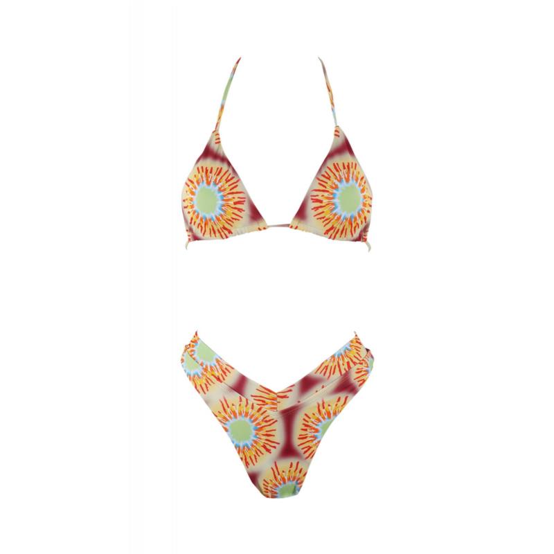 Γυναικείο set bikini all print bra τρίγωνο αποσπώμενη ενίσχυση slip brazil ψηλόμεσο ΚΙΤΡΙΝΟ