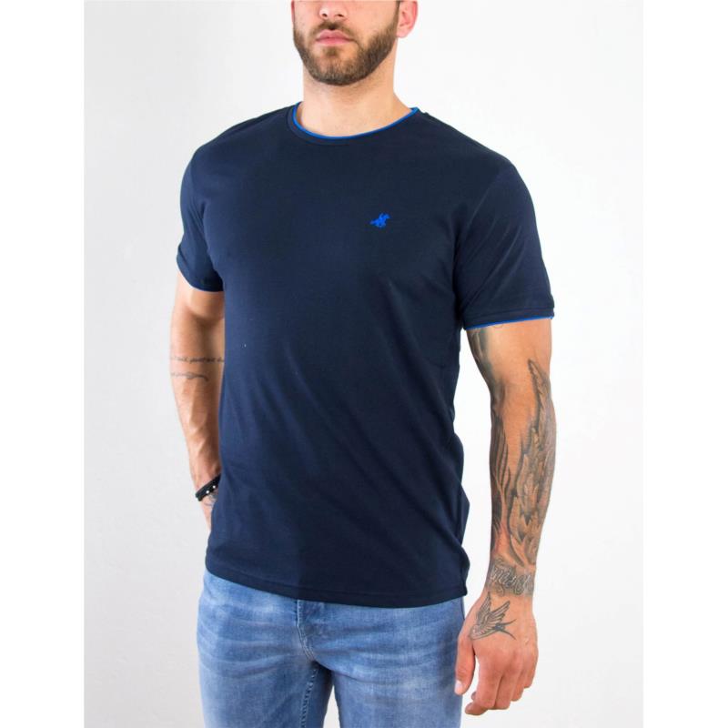 US Grand Polo Ανδρικό navy blue T shirt με διχρωμία UST036