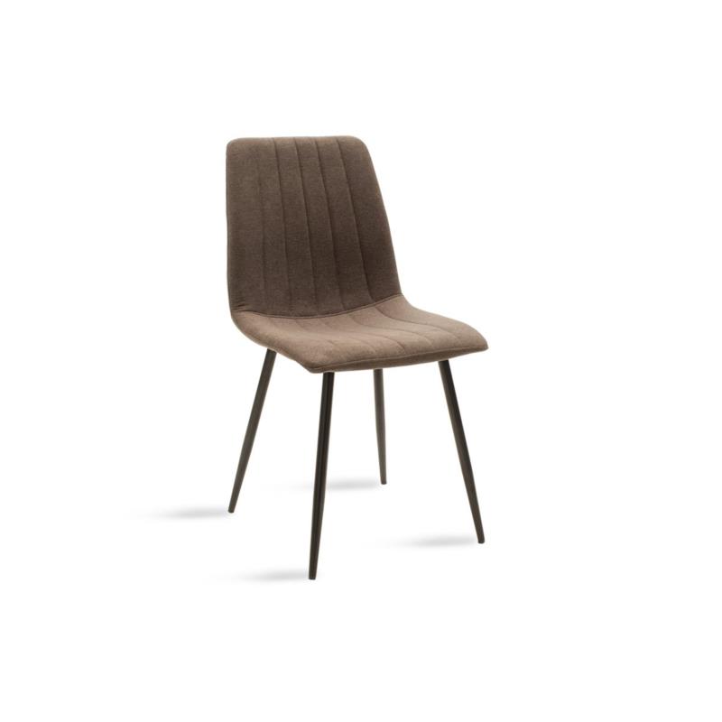 Καρέκλα "NOOR" από ύφασμα-μέταλλο σε καφέ-μαύρο χρώμα 46x57x87