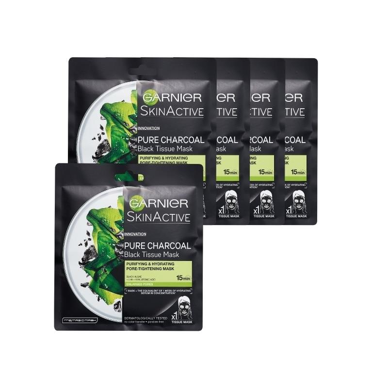 GARNIER PURE CHARCOAL ISSUE MASKS VALUE PACK 5