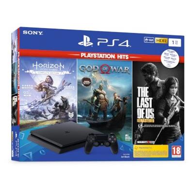 Sony PlayStation 4 Slim F Chassis - 1 TB & God OF War & Horizon Zero Dawn & The Last Of Us Remastered - Hits