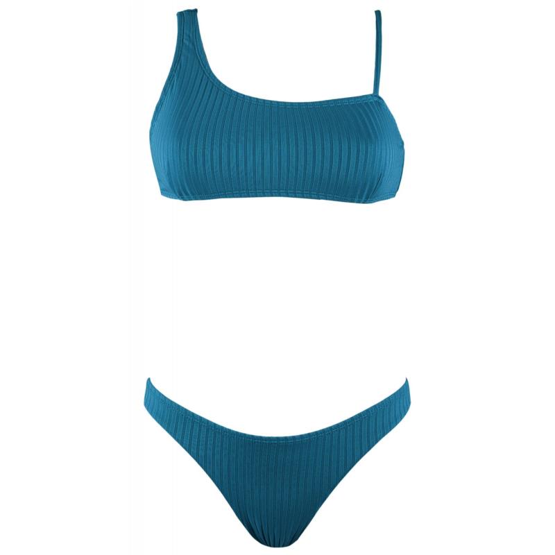 Γυναικείο set μαγιό bra one shoulder αποσπώμενη ενίσχυση bikini brazil. Καλύπτει B-C Cup ΠΕΤΡΟΛ