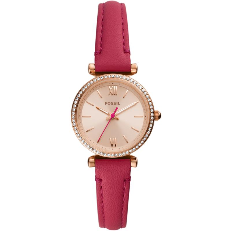 FOSSIL Carlie Mini Crystals - ES5006, Rose Gold case with Pink Leather Strap