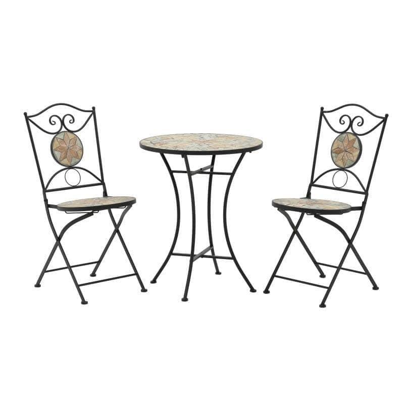 Σετ 3τμχ Τραπέζι Με Καρέκλες Μεταλλικό-Μωσαΐκό inart 40x40x72εκ. 3-50-238-0005 (Υλικό: Μεταλλικό) - inart - 3-50-238-0005