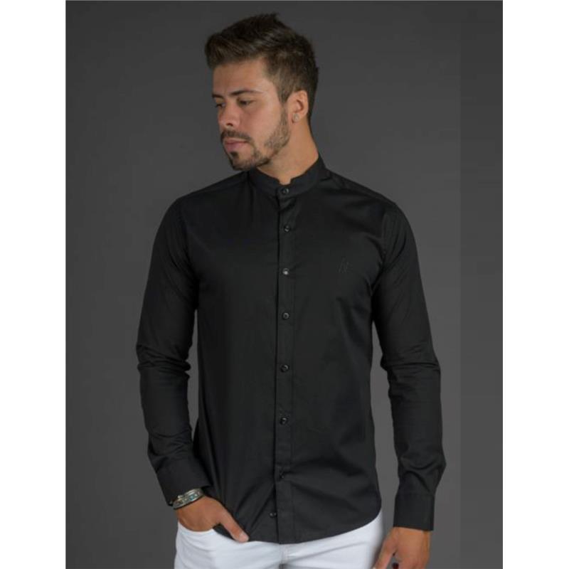 Ανδρικό μαύρο πουκάμισο Ben Tailor με μάο γιακά 1204