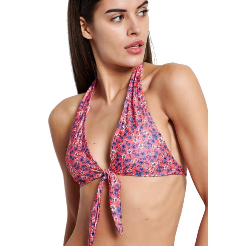 Funky Buddha γυναικείο halter neck bikini top in flower print - FBL003-104-16T - Ροζ