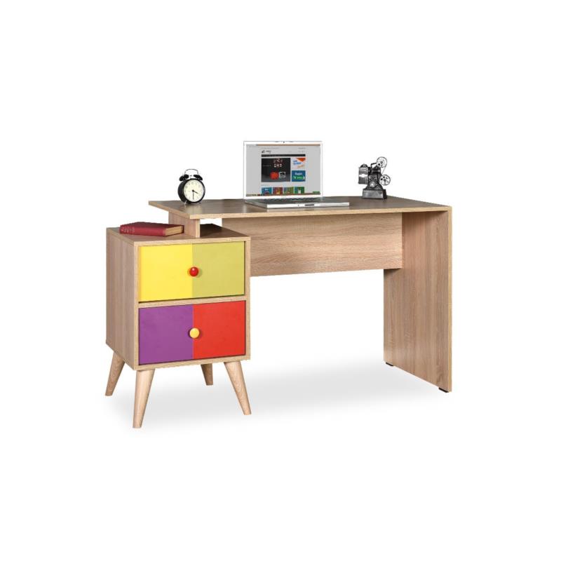 Γραφείο "RAINBOW" με συρταριέρα σε sonoma-πολύχρωμο χρώμα 128x57x75