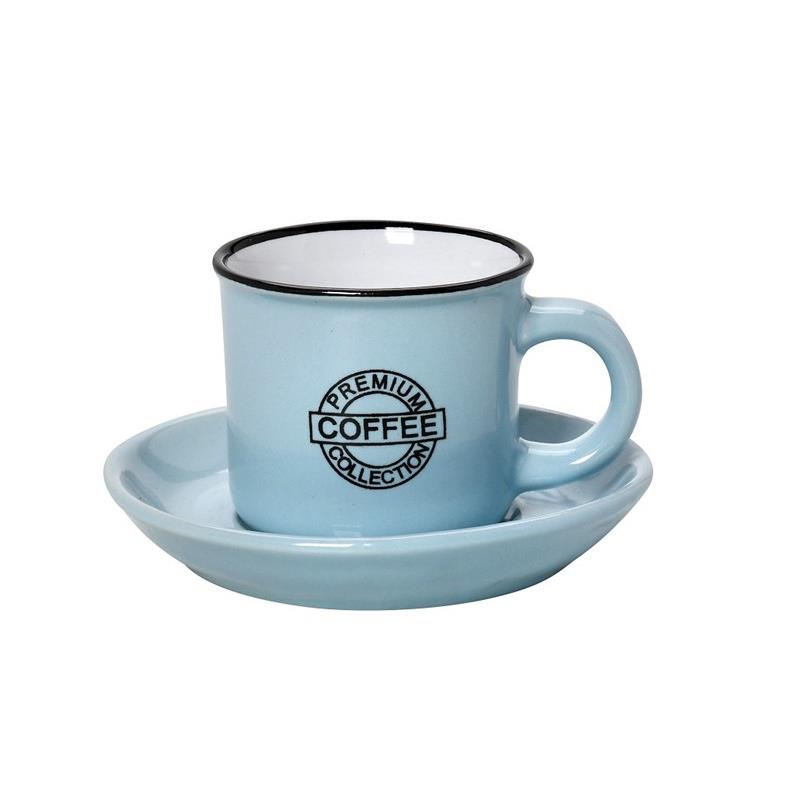 Φλυτζάνι Με Πιατάκι Espresso Stoneware 90ml Γαλάζιο Coffee ESPIEL HUN306K12 (Σετ 12 Τεμάχια) (Χρώμα: Γαλάζιο , Υλικό: Stoneware) - ESPIEL - HUN306K12