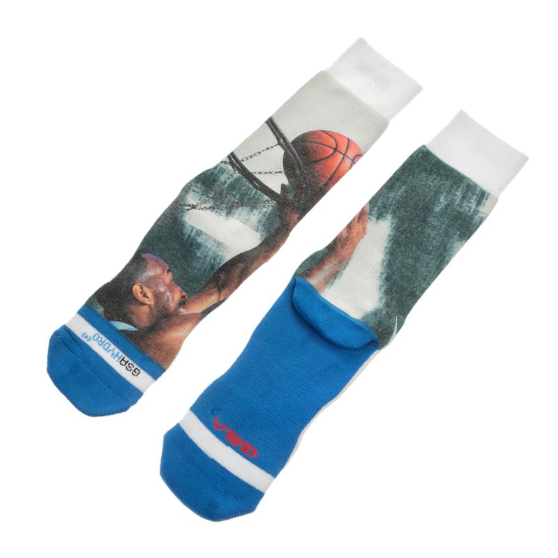 GSA - Ανδρικές αθλητικές ψηλές κάλτσες GSA MEN ALL OVER PRINT λευκό-μπλε