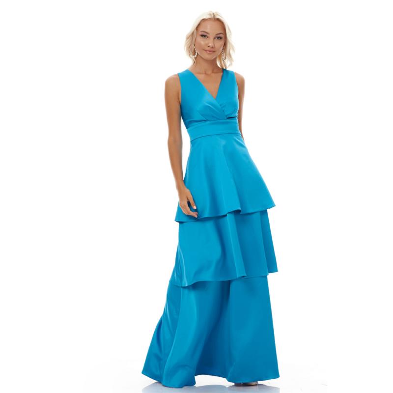 Μάξι Γαλάζιο Φόρεμα Αμάνικο MultiSkirt Γαλάζιο