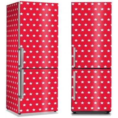 Κόκκινο Φόντο με Άσπρα Αστεράκια Μοτίβα Αυτοκόλλητα ψυγείου 50 x 85 εκ.