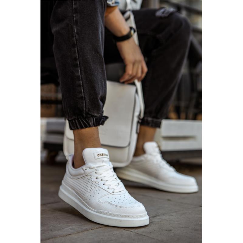Ανδρικά Λευκά Casual Sneakers διάτρητα CH109