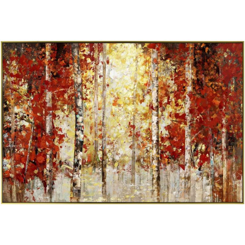 Πίνακας με δέντρα σε χρυσή κορνίζα πολύχρωμο 182x122