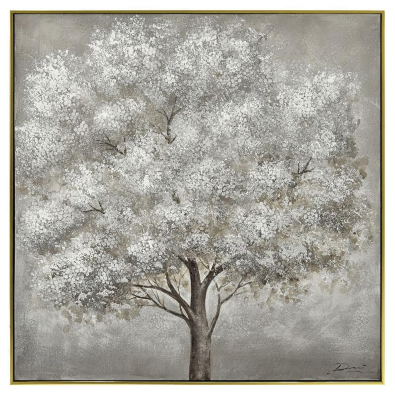 Πίνακας με δέντρο ελαιογραφία σε χρυσή κορνίζα πολύχρωμο 102x102