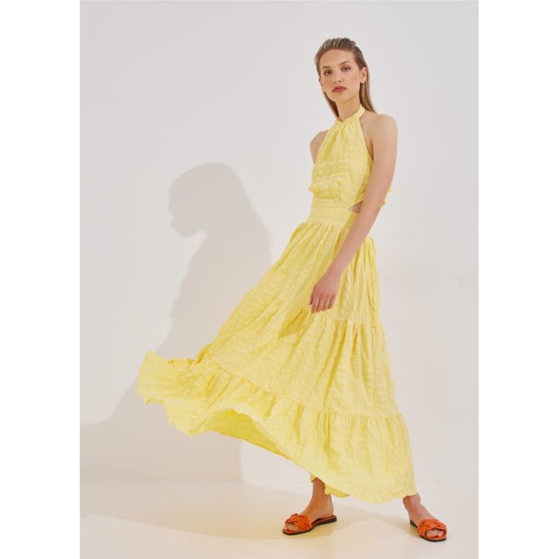Φόρεμα με ανάγλυφη υφή - Κίτρινο